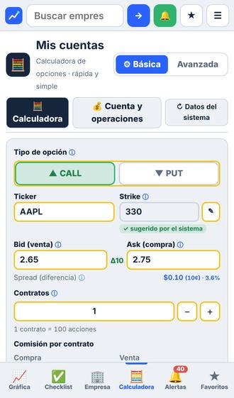 Calculadora de opciones